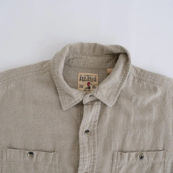 Redhead Brand Tan Cotton Up Outdoor Gorpcore Dress Shirt Size Large - Picture 10 of 11